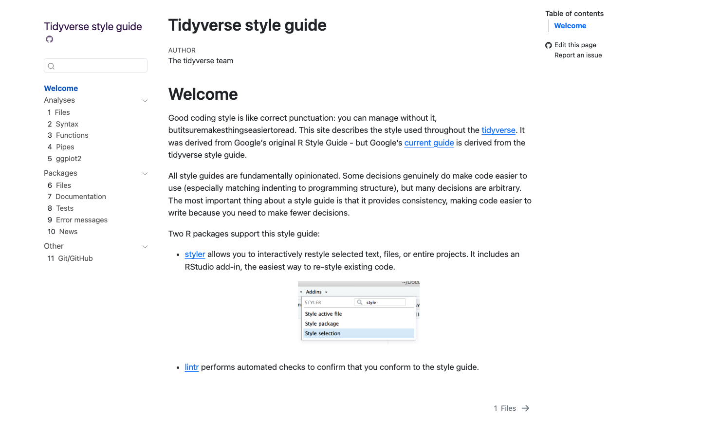 First page of the Tidyverse style guide